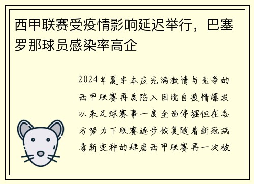 西甲联赛受疫情影响延迟举行，巴塞罗那球员感染率高企